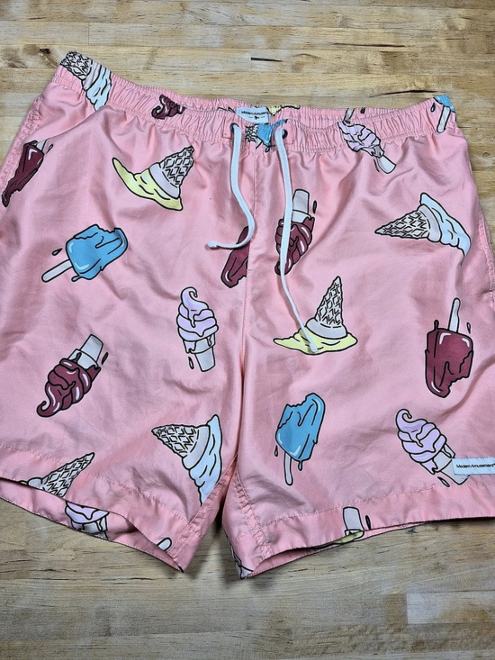 Modern Amusement Ice Cream Print Swim Trunks XL